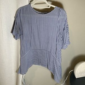 Striped blue and white blouse.